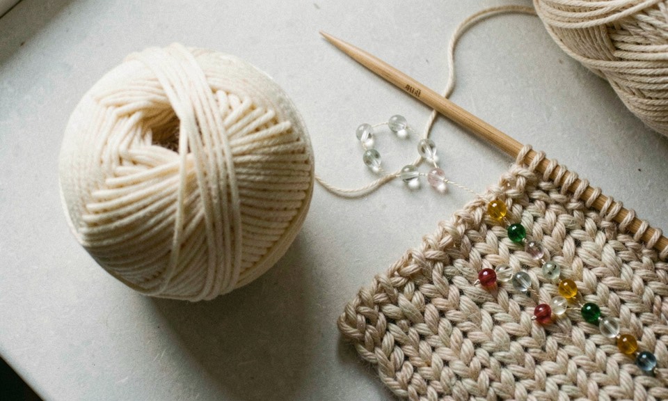 Materials related to knitting with beads